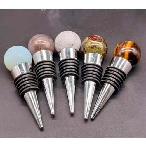 1 PC Natural Tiger Eye Stone + Opal Red Wine Plug Quartz Crystal Heal 85mm