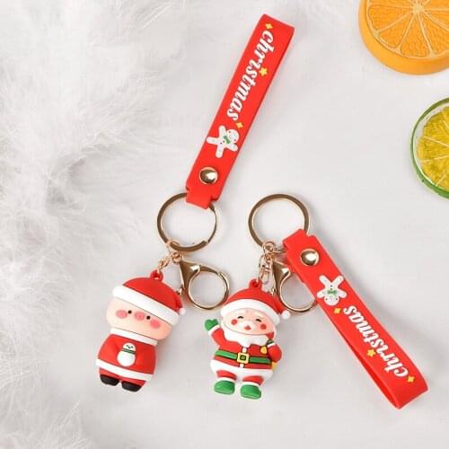 Christmas Figurines Soft Plastic Cartoon Doll Cute 3D Animal Small Pendant Jewelry Keychain Accessories Christmas Decorations