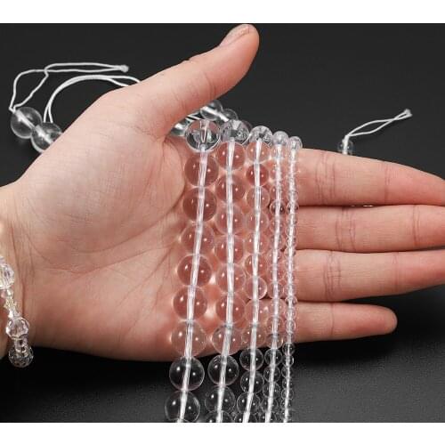 Natural Clear Rock Crystal Quartz Stone Beads White Chalcedony Loose Spacer Bead For Jewelry Making DIY Bracelet Earrings 4-10mm