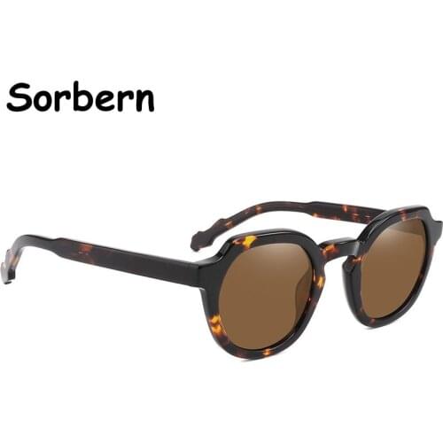 Real Acetate Sunglasses Men Women Retro Round Sun Glasses For Male Trendy UV400 Transparent Frame Square Lentes De Sol