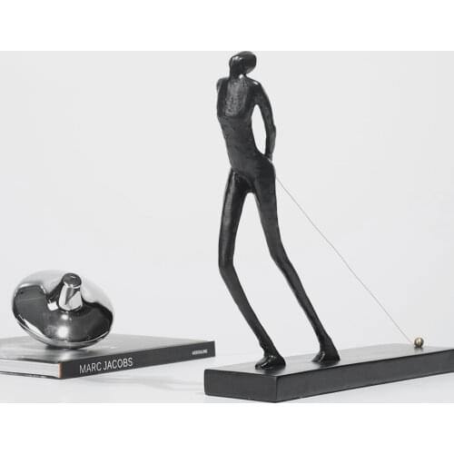 Modern Black Abstract Pull Line Character Figurines Nordic Metal Art Statue Living Room Decoration Home Desk Sculpture Crafts