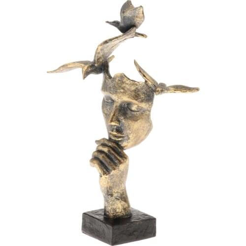 Resin Crafts Figurines Abstract Human Face Art Statue Sculpture Office Craft Ornament Home Cabinets Decor