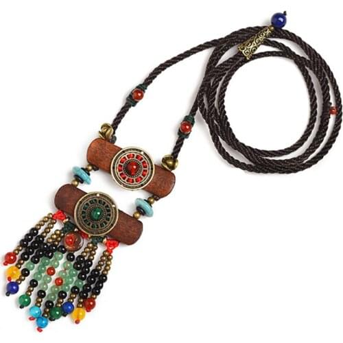 Retro Bohemian Ethnic Handmade Beaded Necklace Female Multi-Layer Color Clothing Accessories