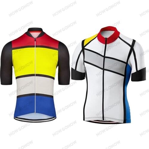 Cycling Jersey Classic Vintage Men Summer Clothing Short Sleeve Bike Wear Gear Yellow/White