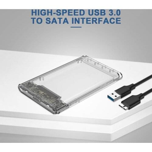 External Hard Drive For HDD 2.5 In USB3.0 Enclosure Transparent Mobile Hard Disk Box External SSD Solid Protection Box Drive