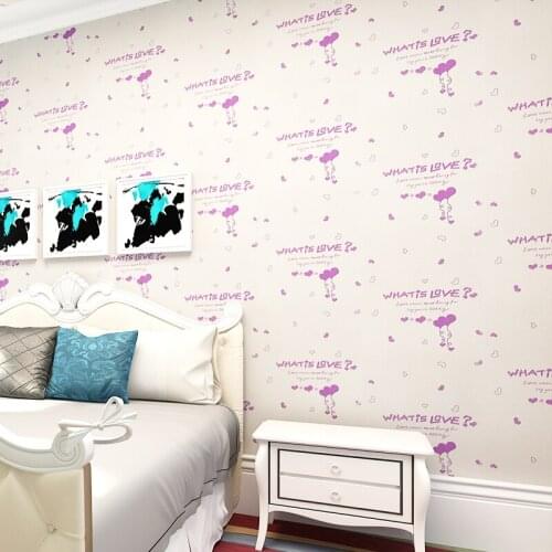 WELLYU mported environmentally children 's room wallpaper boys and girls pink letters of the children' s room wallpaper