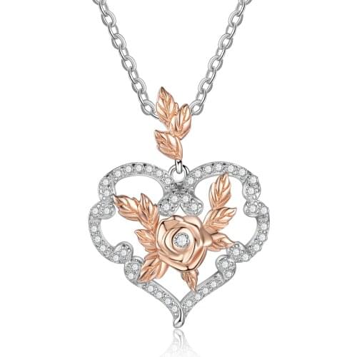 Rose Heart Shape Necklaces Pendants Zircon Womens Neck Chain Choker Wedding Necklaces Fashion Jewelry for Women 2021 Trend