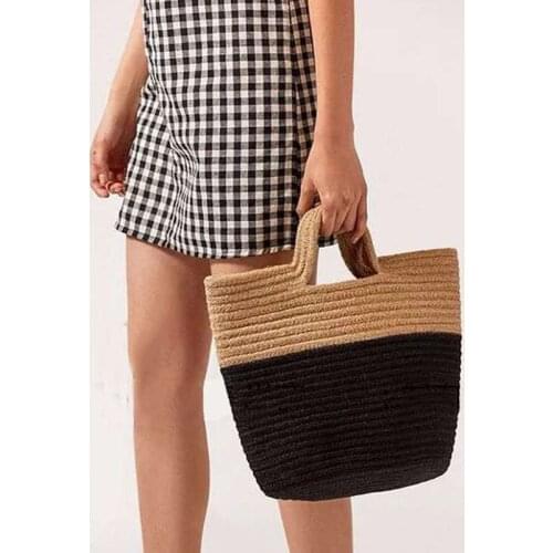 Summer Women Beach Handbag Handmade Rattan Woven Knitted Rivets Large Capacity Totes Bohemia Straw Women Shoulder Bag