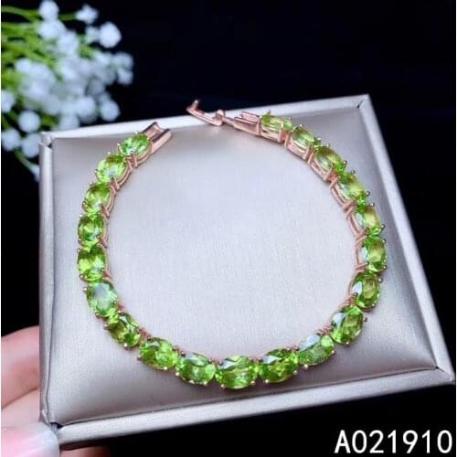 KJJEAXCMY boutique jewelry 925 sterling silver inlaid Natural Peridot gemstone ladies bracelet support detection popular