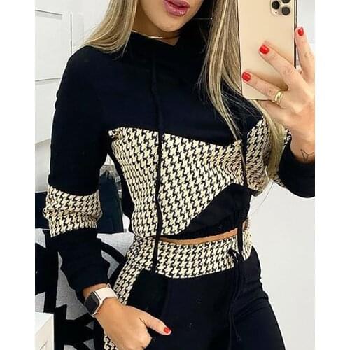 2021 Tracksuit Women Two -Pieces Suit Sets Elegant Female Stylish Print Blouse & Pant Sets Casual Outfit Jogging Femme