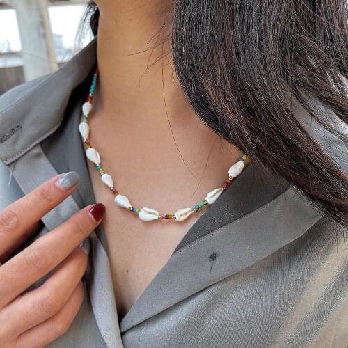 Flashbuy Bohemian Colorful Beads Shell Bracelets Women 2021 Summer Adjustable Chain Bracelet Necklace Accessories Beach Pulseira