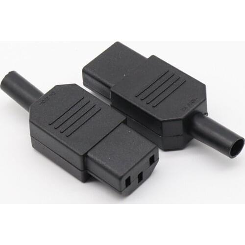 10 pcs 2017New Wholesale Price Black IEC 320 C13 Female Plug Rewirable Power Connector 3pin Socket 10A /250V