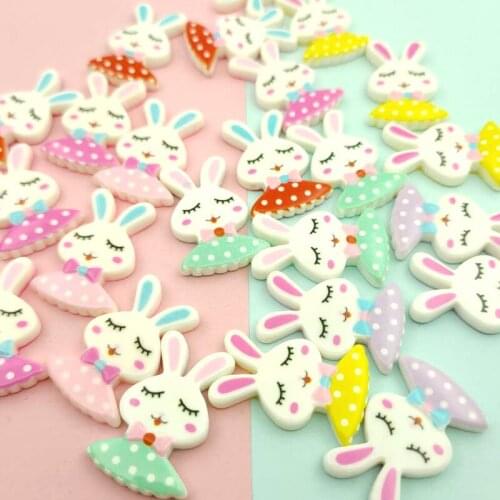 20pcs Cute Cartoon Flatback Planar Resin Rabbits DIY Craft Supplies Phone Shell Patch Arts Girls Hair Pin Accessories Ornaments