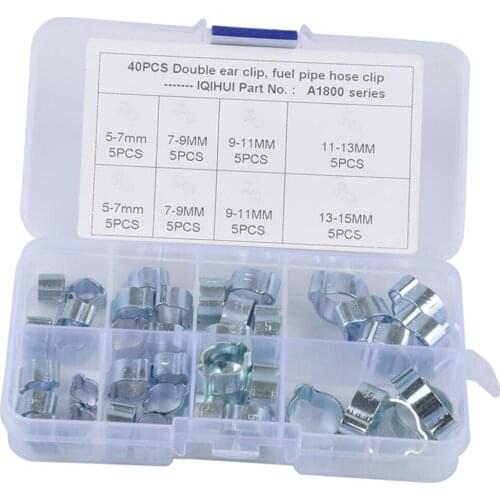40 Pieces 5-15mm Fuel Line Hose Clamps Water Pipe Air Hose Silicone Vacuum Hose Clamp Fastening