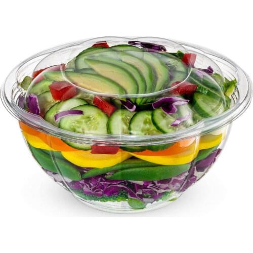 50 Disposable Bento Boxes 32oz Plastic Petal-Shaped Salad Bowls Thick and Transparent Food Storage Containers With Sealed Lids