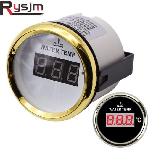 52mm 2 inch Car Boat Digital Water Temperature Gauge Water Temp Meter for Car indicator 40~120 Celsius 12V 24V Red Backlight