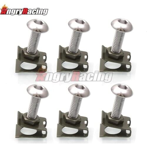 6PCS Stainless steel Motorcycle M5 M6 5mm 6mm Fairings Body Bolt Screw Spire Speed Fastener Clip Nut Motorcycle Auto Parts