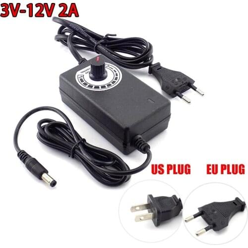 5.5*2.5mm 3-12V 2A Power Adapter Supply Universal Charger AC 100-220V to DC Adjustable Adapter For Led Strip Light CCTV Camera