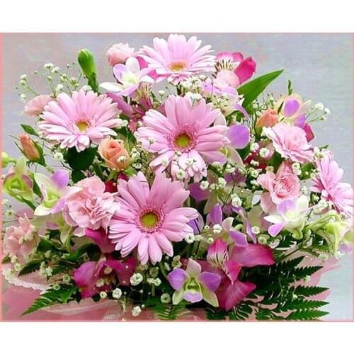 Crystal Pattern Diamond Embroidery DIY Needlework Pink Daisy Diamond Painting Cross Stitch 5D Rhinestones Decor Paintings