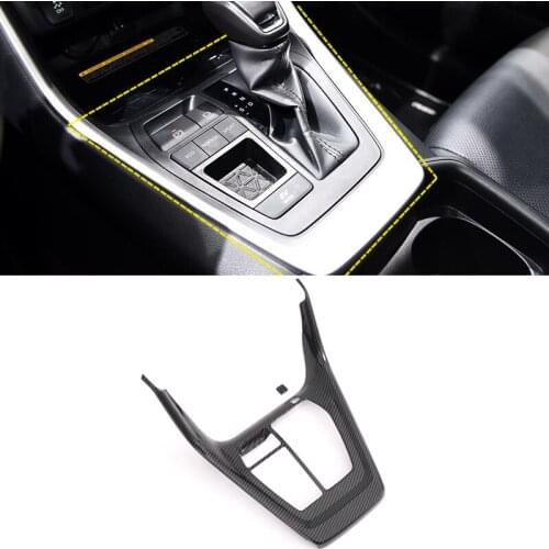 Car Styling For Toyota Rav4 2019 2020 Carbon Fiber Gear Shift Box Cover Molding Trim Decorate Sticker Interior Accessories 2Pcs