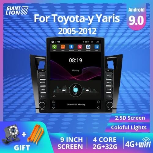 2DIN Android 9.0 Car Radio For Toyota-y Yaris 2005-2012 Car Multimedia DVD Player Navigation Touch-Screen Bluetooth Autoradio
