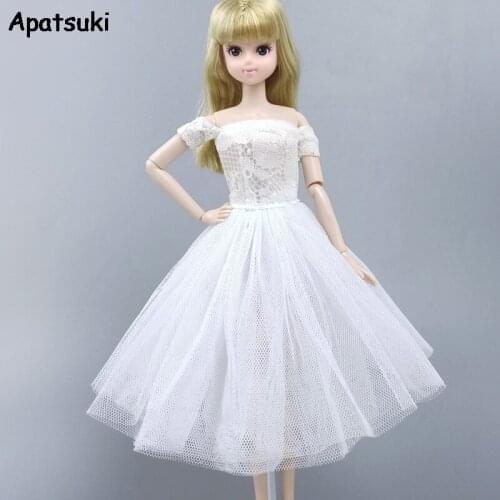 White Fashion Doll Clothes For Barbie Doll Dress Gown Short Dresses Outfits For Barbie Dollhouse 1/6 Dolls Accessories Kids Toy