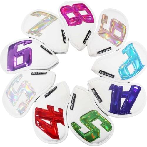 9pcs/Set Waterproof Golf Iron Head Cover Numbered Anti-slip Club Headcover Wedges Anti-Scratch Covers Transport Clubs Protector