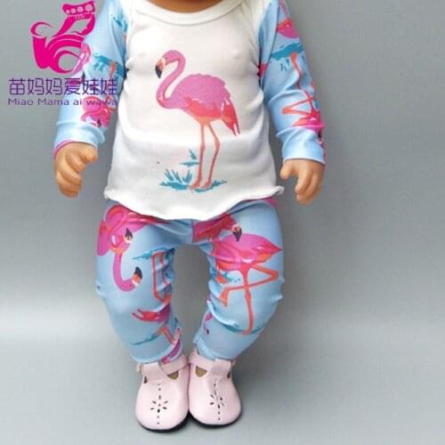 For 43cm bebe doll clothes Flamingo full sleeve shirt pants for 18" girl doll clothes pants doll rompers