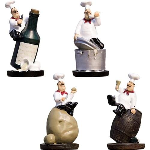 European Chef Figurine Statue Cooking Home Gourmet Kitchen Bar Decor Gift