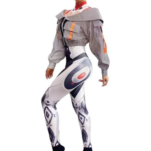 Fluorescence Luminous Clothes Two-Piece Suit Printing Costumes Jumpsuit Long Sleeve Halloween Cosplay Costume Bodysuit Rompersrs