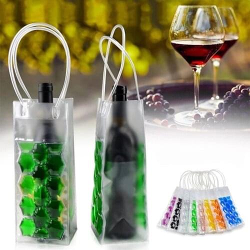PVC Leakproof Ice Bag ECO Friendly Transparent Ice Pack Portable Ice Bucket Wine Bottle Chiller with Carry Handle Ice-Cold Tools
