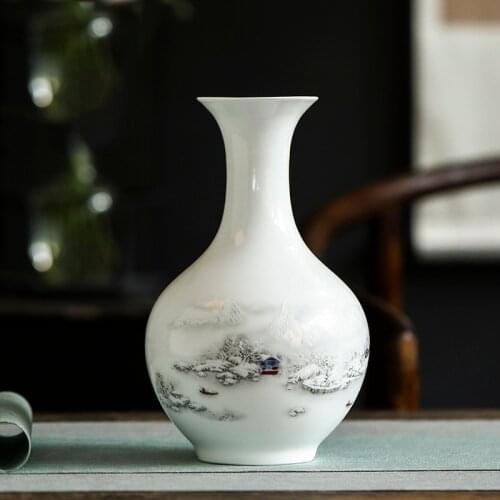 Jingdezhen Ceramics Dried Flower Vase Living Room Decoration Flower Arrangement Modern Home Decoration Craft Vase Decoration