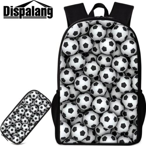 2PCS Set Backpack Pen Bag Footballs Soccers Basketballs Rugbyball School Bags For Teenage Boys Men Casual Rucksack Child Bagpack