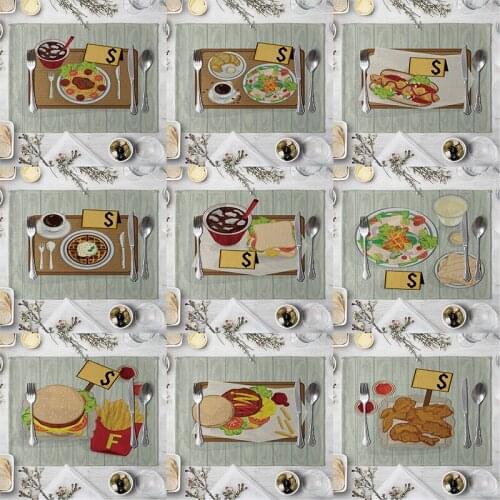 Hamburger Pattern Table Mat Creative Fast Food Table Napkin For Wedding Kitchen Decor Placemat Dining Accessories