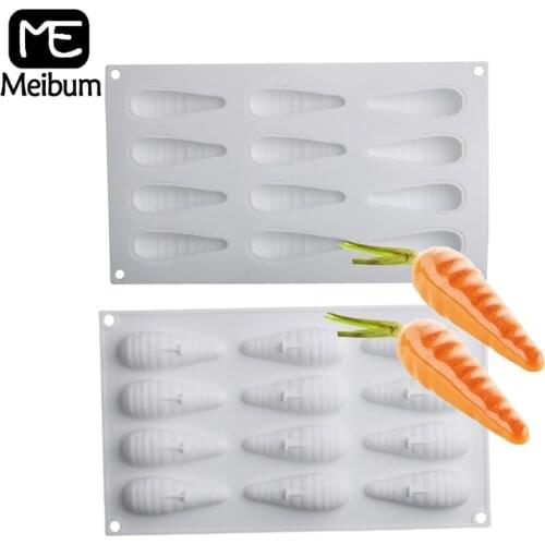 Meibum 12 Cavity Carrot Mousse Moulds Non-Stick Silicone Cake Molds Dessert Decorating Tools Party Pastry Baking Bakeware