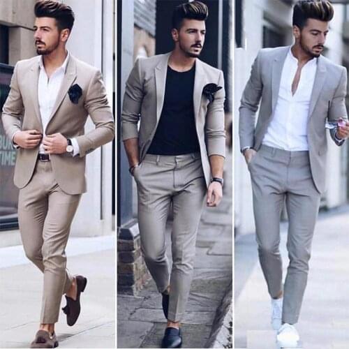 2020 Latest Design Mens Dinner Prom Party Suit Groom Tuxedos Cheap Two Pieces Groomsmen Wedding Suits Custom Made (Jacket+Pants)
