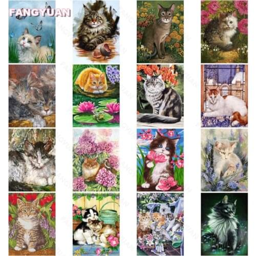 Diamond Painting Kit Animals Cute Kitten Holding Bouquet Full Square Pictures of Rhinestones Sale Diamond Mosaic Art Paintings
