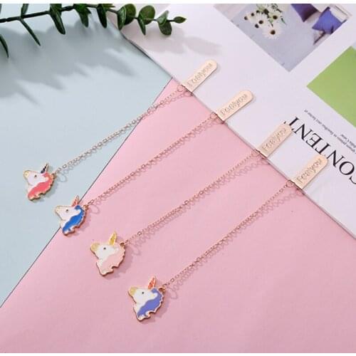 Creative Unicorn Bookmark Metal Pendant Bookmark Cute Books Tag Paper Clip Child Student Office School Supplies Korea Stationery