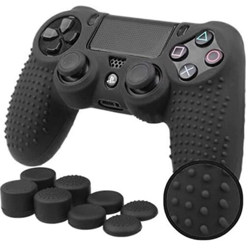 9-In-1 Anti-Slip Silicone Cover + 8 Thumbsticks Caps For PS4 Gamepad Controller