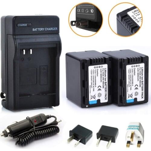 New 2Pcs VW-VBK360 Li-ion VW VBK360 VWVBK360 Camera Battery + Charger For Panasonic HDC-HS80 HDC-SD40 HDC-TM40 SD60 SD80 SDX1