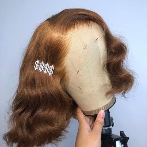 Short Bob Honey Blonde 180% Density Body Wave Lace Front Wig For Black Women Humanhair Remy With BabyHair Preplucked Brazilian