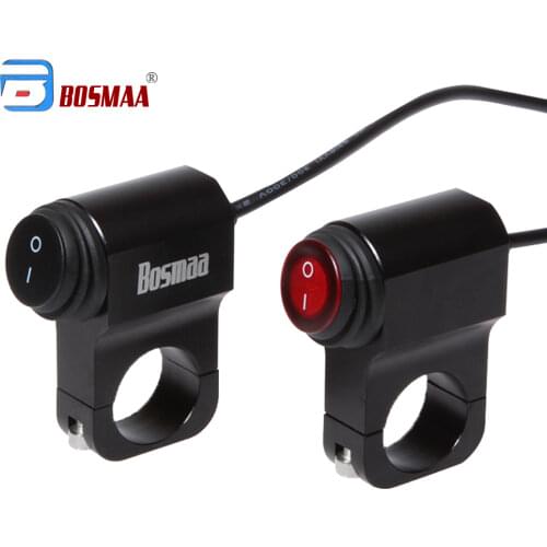 Bosmaa DC12V ON/OFF handlebar Switch For Motorcycle Headlight LED Fog Spotlight Waterproof Switch