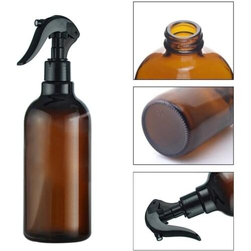500ML Brown + Black Plastic Spray Bottle Trigger Sprayer Essential Oil Perfume Container Refillable Bottles