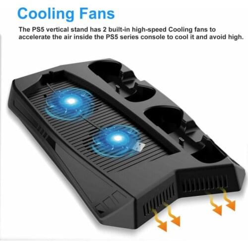 Charging Stand With Cooling Fan UHD Storage Cooler Vertical Base Holder For PS5 Multifunctional charging cooling fan base