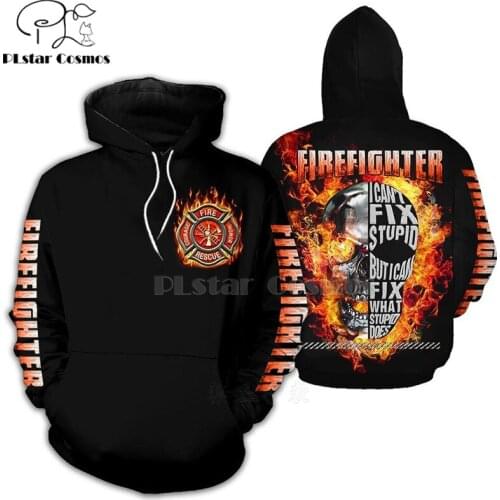 FireFighter Firemen Hero Harajuku casual Tracksuit 3D Print black Hoodies/Sweatshirt/zipper Jacket/Mens Women skull pullover