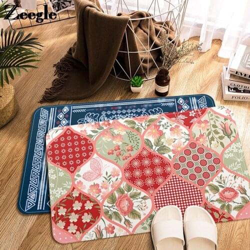 Durable Entrance Door Mat Flannel Carpet Rug Anti-slip Floor Carpet for Child Bedroom and Kitchen National Style Outdoor Carpet