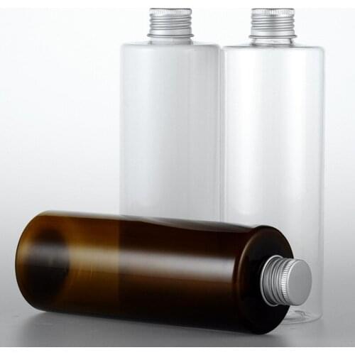 15PCS/lot 350ML empty Plastic Bottles, transparent/white/brown PET bottle with Aluminum silver Lid Shower Gel shampoo bottle
