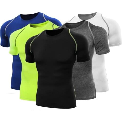 Fitness Shirts Male Running Tights Short Sleeved Basketball Tee Sport Thermal Underwear Bodybuilding Jerseys Quick Dry Clothes
