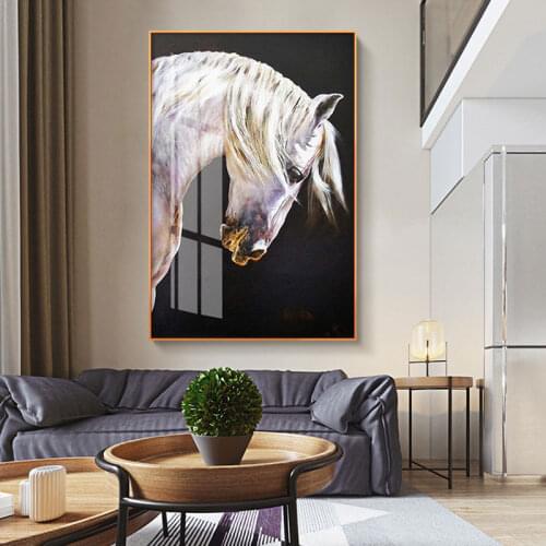Modern Wall Pictures for Living Room Stronge Horse Canvas Art Posters and Prints Soft Eyes Canvas Painting Art Home Decoration