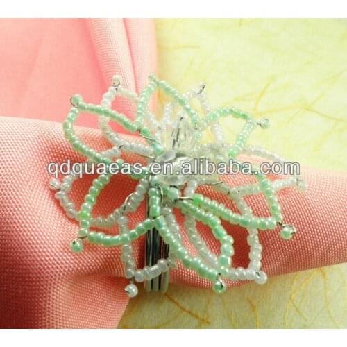Glass beaded flower napkin ring, wedding napkin holder